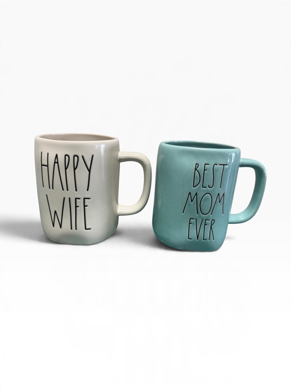 Rae Dunn Mug Set Happy Wife Teal Best Mom Ever Mugs